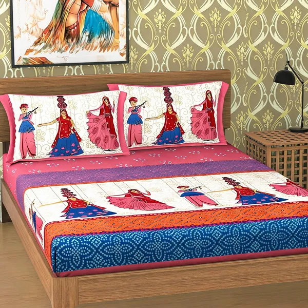 Cotton_Jaipuri_Print_Multicolor_Bed_Sheet_With_2_Pillow_Covers