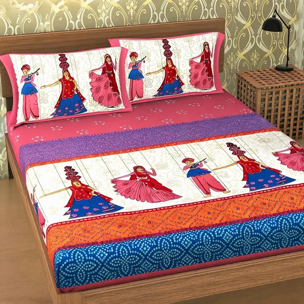 Cotton_Jaipuri_Print_Multicolor_Bed_Sheet_With_2_Pillow_Covers