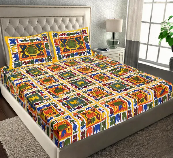 Cotton_Multicolor_Jaipuri_Print_Bed_Sheet_With_2_Pillow_Covers