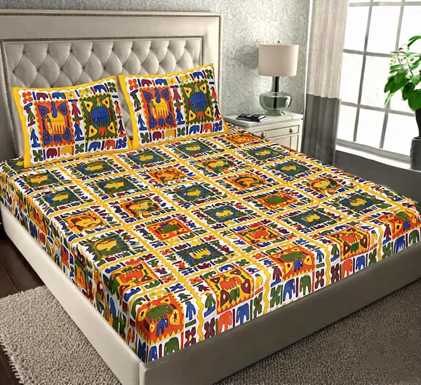 Cotton_Multicolor_Jaipuri_Print_Bed_Sheet_With_2_Pillow_Covers