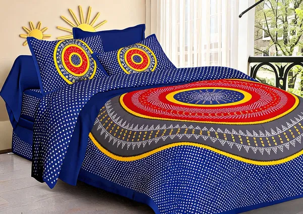 Cotton_Jaipuri_Prints_Multicolor_Bed_Sheet_With_2_Pillow_Covers