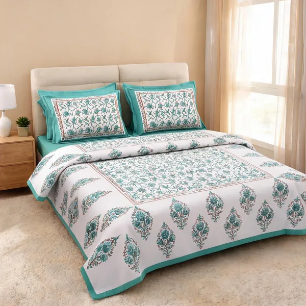 Cotton_Jaipuri_Print_Multicolor_Bed_Sheet_With_2_Pillow_Covers