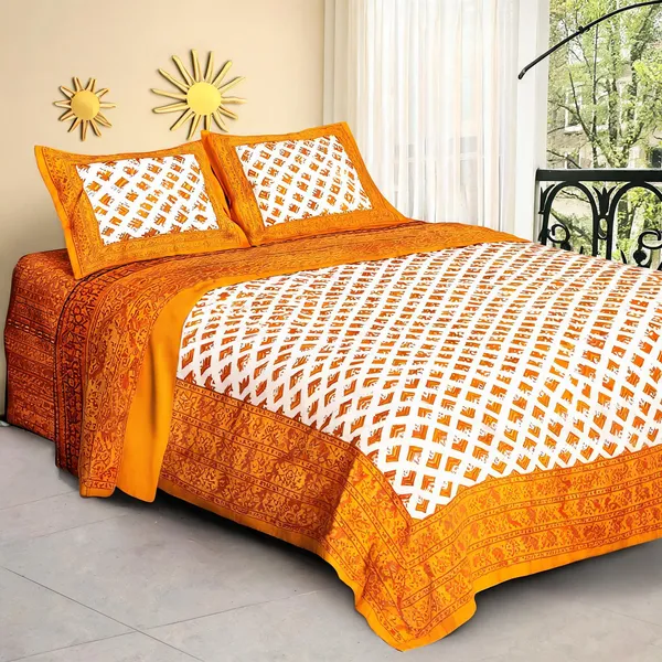 Cotton_Jaipuri_Prints_Multicolor_Bed_Sheet_With_2_Pillow_Covers