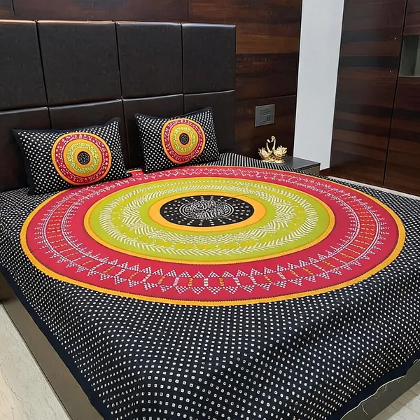 Cotton_Jaipuri_Prints_Multicolor_Bed_Sheet_With_2_Pillow_Covers