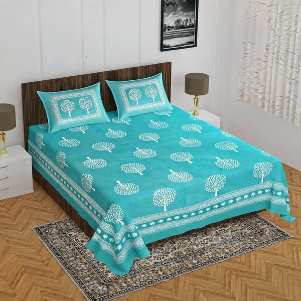 Cotton_Jaipuri_Prints_Multicolor_Bed_Sheet_With_2_Pillow_Covers