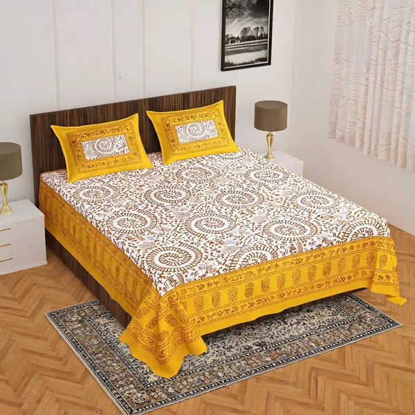Cotton_Jaipuri_Prints_Multicolor_Bed_Sheet_With_2_Pillow_Covers