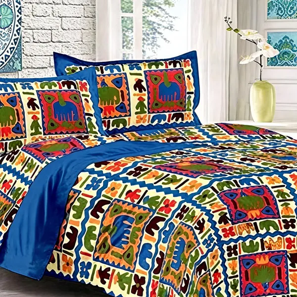 Cotton_Jaipuri_Prints_Multicolor_Bed_Sheet_With_2_Pillow_Covers
