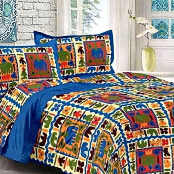 Cotton_Jaipuri_Prints_Multicolor_Bed_Sheet_With_2_Pillow_Covers