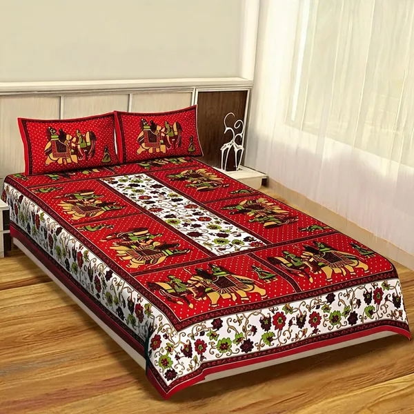 Cotton_Jaipuri_Prints_Multicolor_Bed_Sheet_With_2_Pillow_Covers