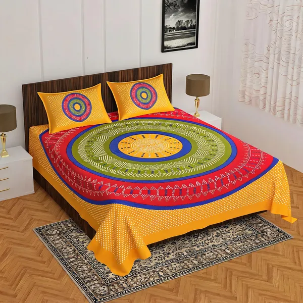 Cotton_Jaipuri_Print_Multicolor_Bed_Sheet_With_2_Pillow_Covers