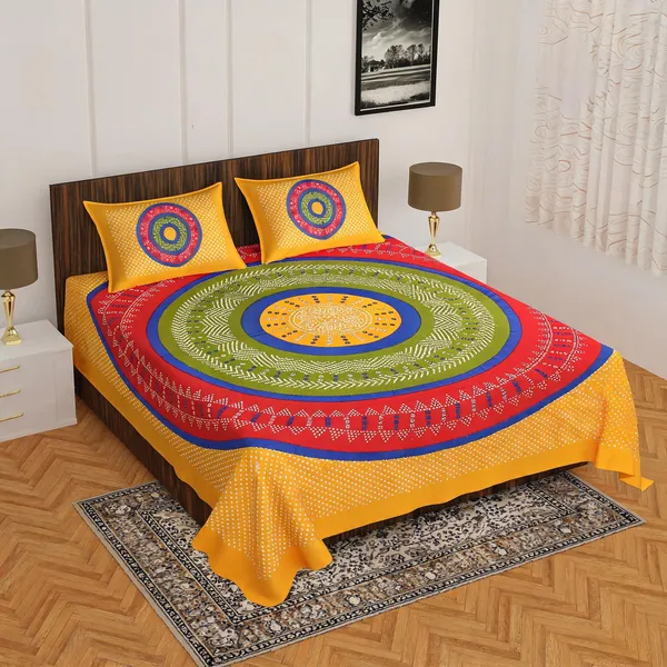 Cotton_Jaipuri_Print_Multicolor_Bed_Sheet_With_2_Pillow_Covers