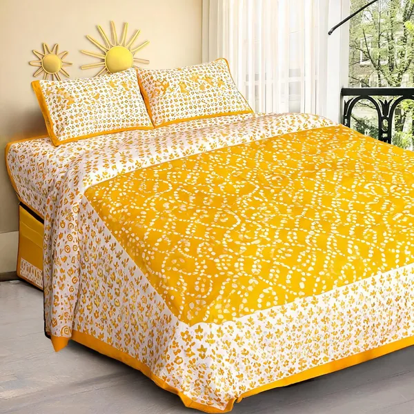 Cotton_Jaipuri_Print_Yellow_Bed_Sheet_With_2_Pillow_Covers