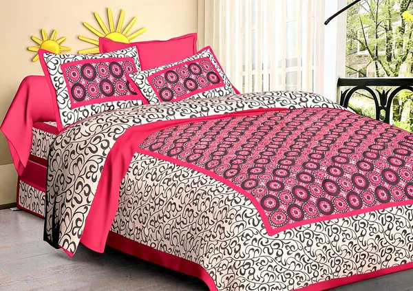 Cotton_Multicolor_Printed_Bed_Sheet_With_2_Pillow_Covers