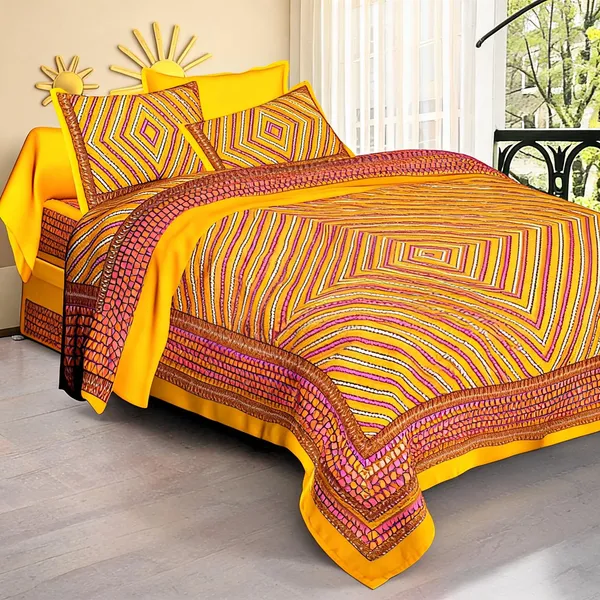 Cotton_Multicolor_Printed_Bed_Sheet_With_2_Pillow_Covers