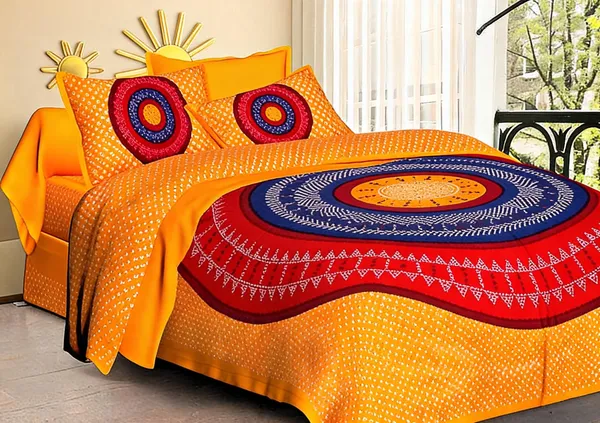 Cotton_3D_Printed_Multicolor_Bed_Sheet_With_2_Pillow_Covers