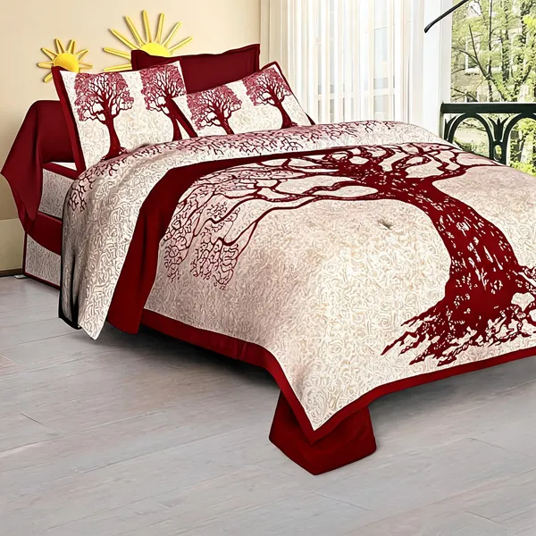 Cotton_Multicolor_Printed_Bed_Sheet_With_2_Pillow_Covers