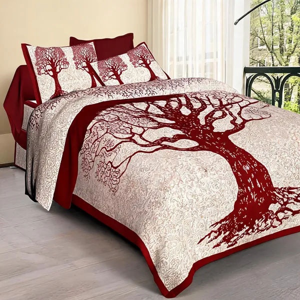 Cotton_Multicolor_Printed_Bed_Sheet_With_2_Pillow_Covers