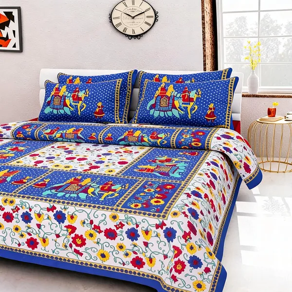 Cotton_Jaipuri_Prints_Multicolor_Bed_Sheet_With_2_Pillow_Covers