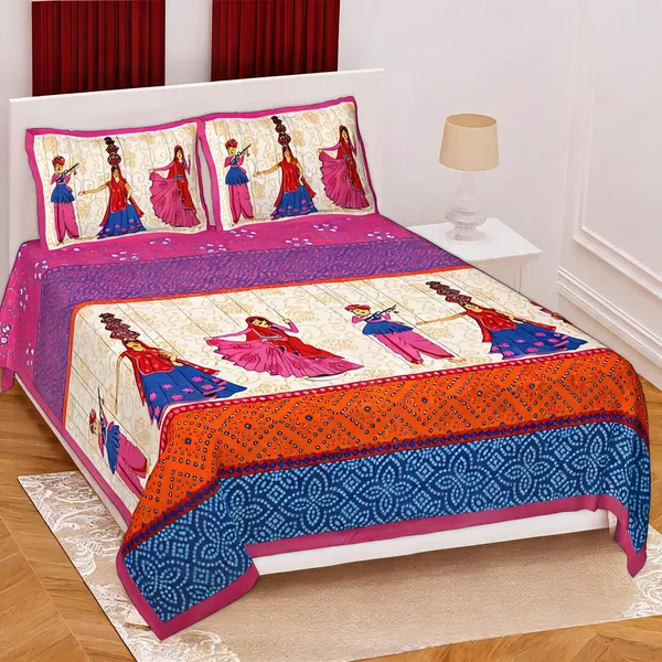 Cotton_Jaipuri_Prints_Multicolor_Bed_Sheet_With_2_Pillow_Covers