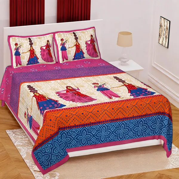 Cotton_Jaipuri_Prints_Multicolor_Bed_Sheet_With_2_Pillow_Covers