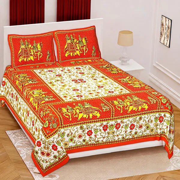 Cotton_Jaipuri_Prints_Multicolor_Bed_Sheet_With_2_Pillow_Covers