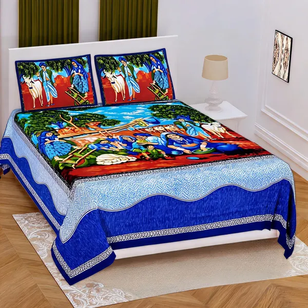 Cotton_Jaipuri_Print_Multicolor_Bed_Sheet_With_2_Pillow_Covers