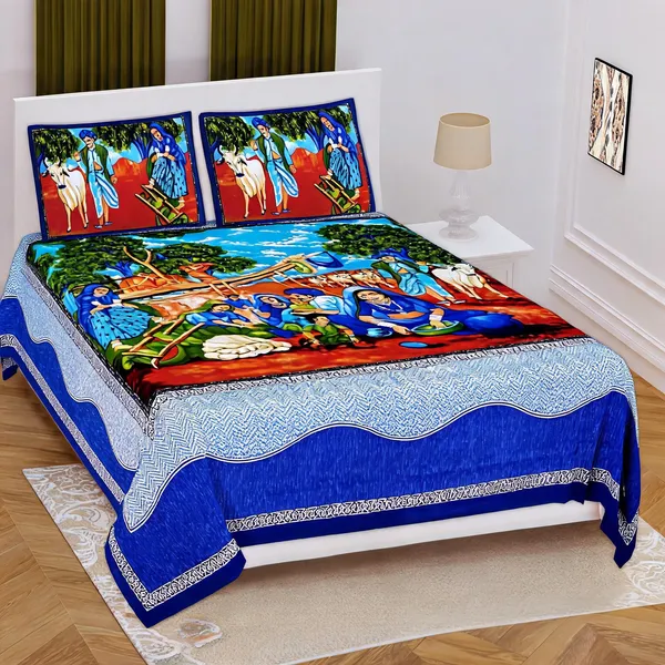 Cotton_Jaipuri_Print_Multicolor_Bed_Sheet_With_2_Pillow_Covers