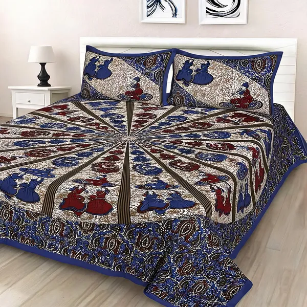 Cotton_Jaipuri_Print_Multicolor_Bed_Sheet_With_2_Pillow_Covers