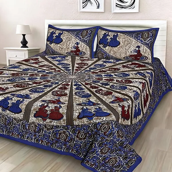 Cotton_Jaipuri_Print_Multicolor_Bed_Sheet_With_2_Pillow_Covers