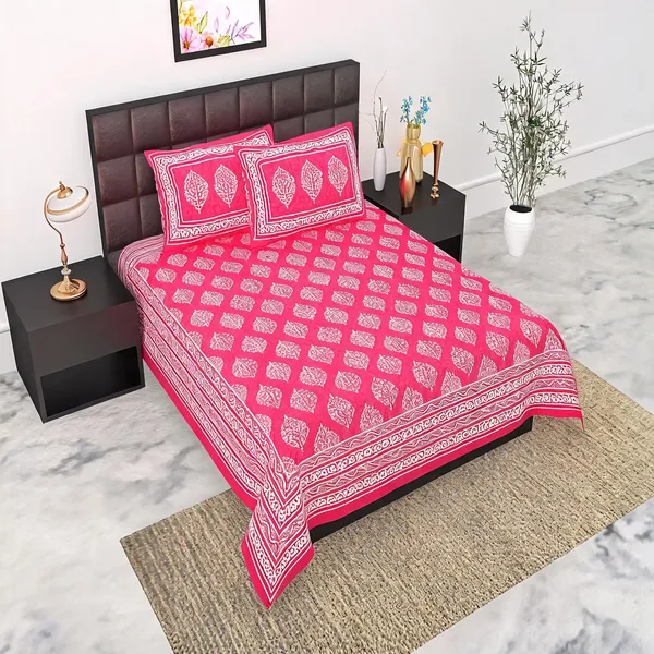 Cotton_Jaipuri_Prints_Pink_Bed_Sheet_With_2_Pillow_Covers
