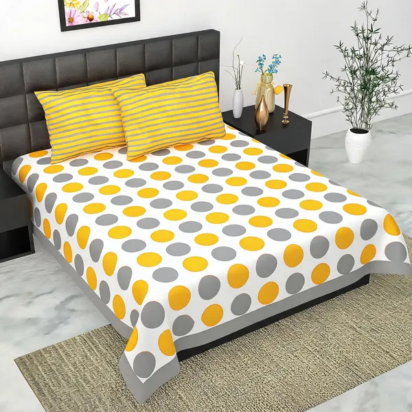 Cotton_Jaipuri_Grey_And_Yellow_Jaipuri_Prints_Bed_Sheet_With_2_Pillow_Covers
