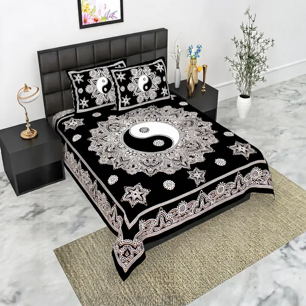 Cotton_Jaipuri_Prints_Black_Bed_Sheet_With_2_Pillow_Covers