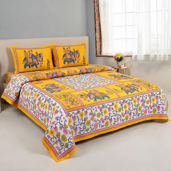 Cotton_Multicolor_Printed_Bed_Sheet_With_2_Pillow_Covers