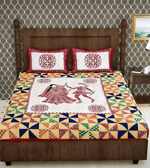 Cotton_Multicolor_Printed_Bed_Sheet_With_2_Pillow_Covers