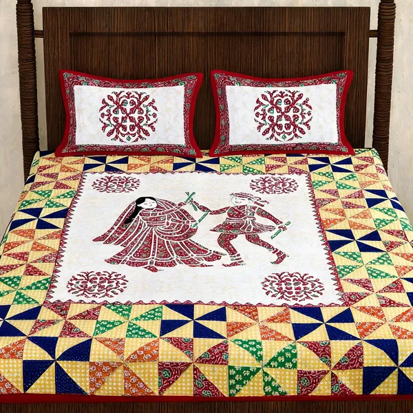 Cotton_Multicolor_Printed_Bed_Sheet_With_2_Pillow_Covers