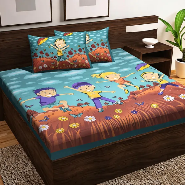 Cotton_Jaipuri_Prints_Multicolor_Bed_Sheet_With_2_Pillow_Covers