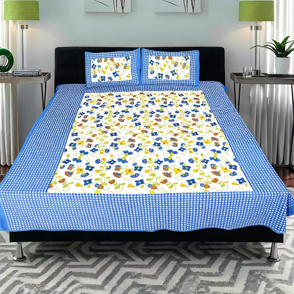 Cotton_Blue_White_Floral_Bed_Sheet_With_2_Pillow_Covers