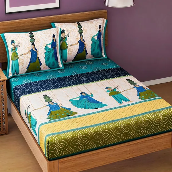Cotton_Jaipuri_Prints_Multicolor_Bed_Sheet_With_2_Pillow_Covers