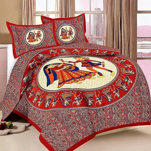 Cotton_Multicolor_Printed_Bed_Sheet_With_2_Pillow_Covers
