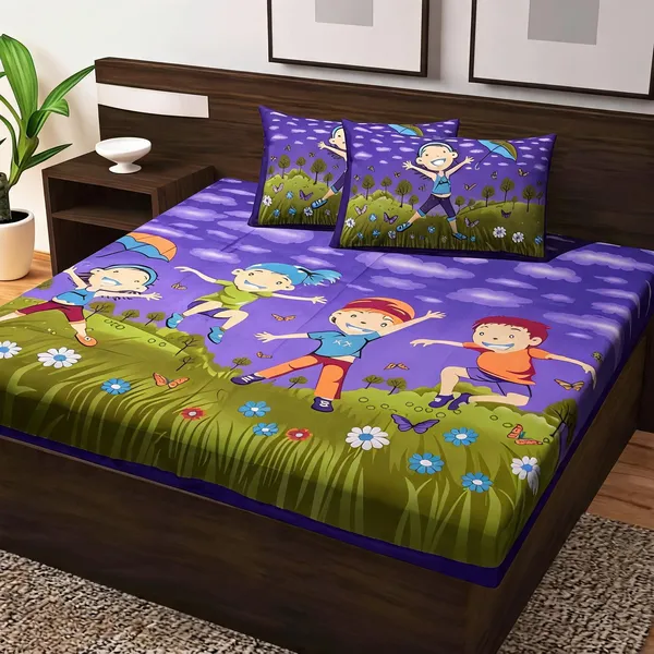 Cotton_Multicolor_Printed_Bed_Sheet_With_2_Pillow_Covers
