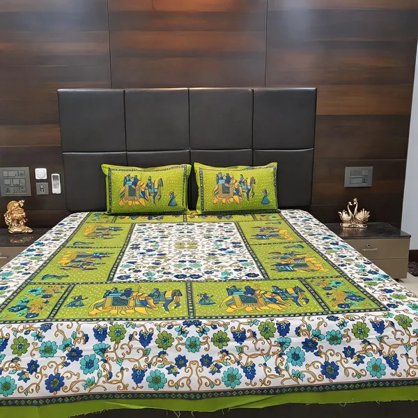 Cotton_Floral_Print_White_Green_Bed_Sheet_With_2_Pillow_Covers