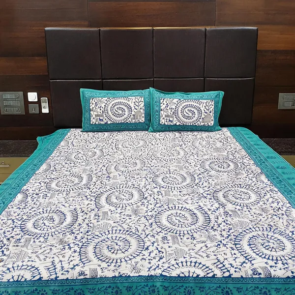 Cotton_Jaipuri_Prints_Multicolor_Bed_Sheet_With_2_Pillow_Covers
