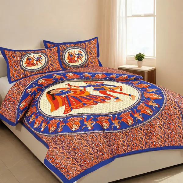 Cotton_Jaipuri_Prints_Multicolor_Bed_Sheet_With_2_Pillow_Covers