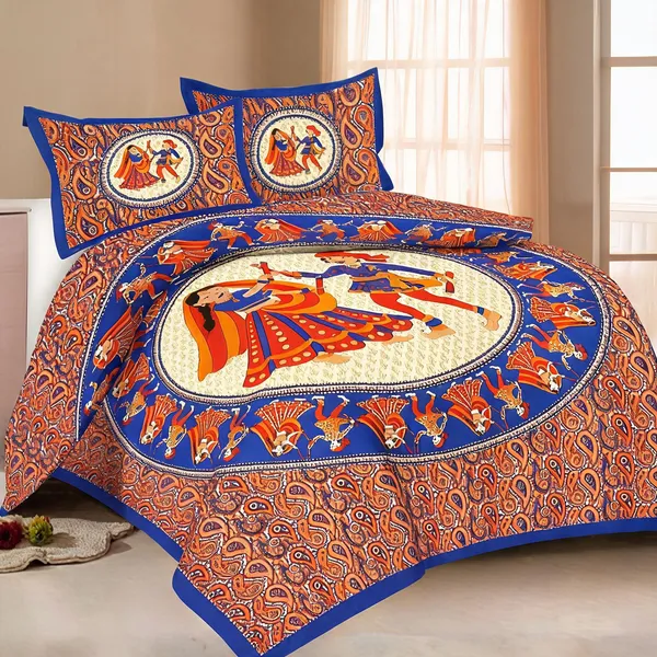 Cotton_Jaipuri_Prints_Multicolor_Bed_Sheet_With_2_Pillow_Covers