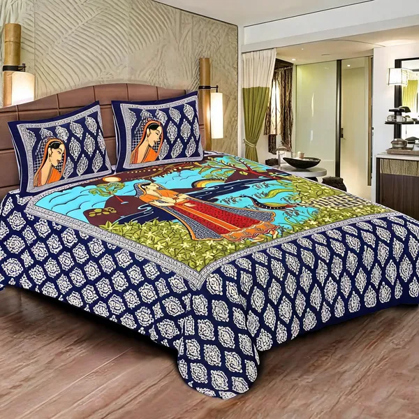 Cotton_Jaipuri_Prints_Multicolor_Bed_Sheet_With_2_Pillow_Covers