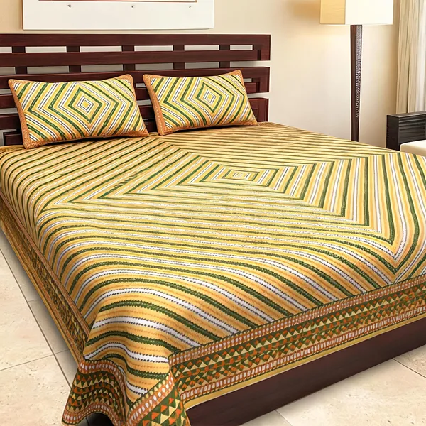 Cotton_Multicolor_Geometric_Bed_Sheet_With_2_Pillow_Covers