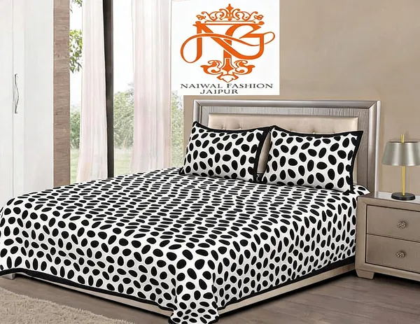 Cotton_Animal_Print_Black_And_White_Bed_Sheet_With_2_Pillow_Covers