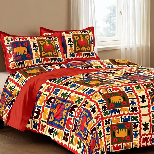 Cotton_Jaipuri_Print_Multicolor_Bed_Sheet_With_2_Pillow_Covers