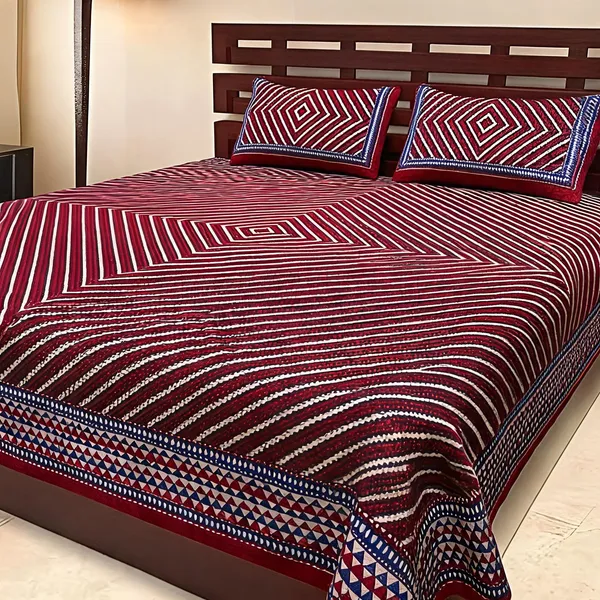 Cotton_Striped_Maroon_Bed_Sheet_With_2_Pillow_Covers