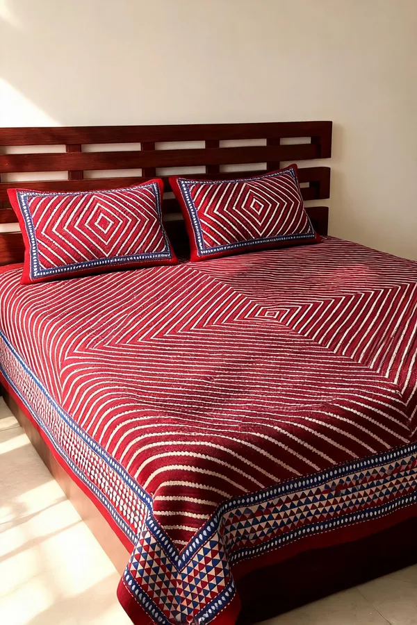 Cotton_Striped_Maroon_Bed_Sheet_With_2_Pillow_Covers